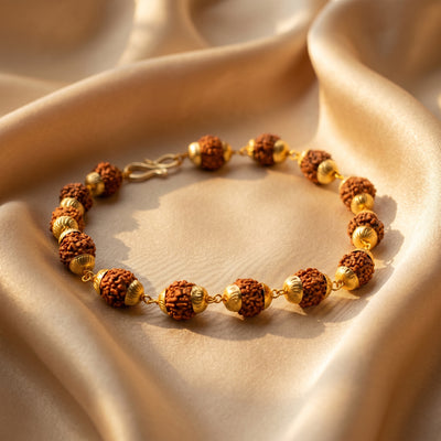 Gold Plated Rudraksha Bracelet for Men