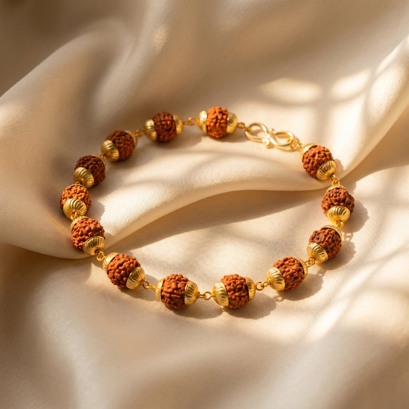 Gold Plated Rudraksha Bracelet for Men