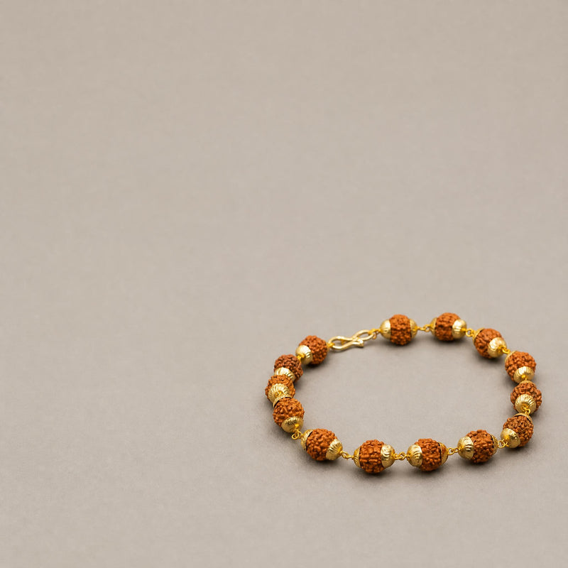 Gold Plated Rudraksha Bracelet for Men