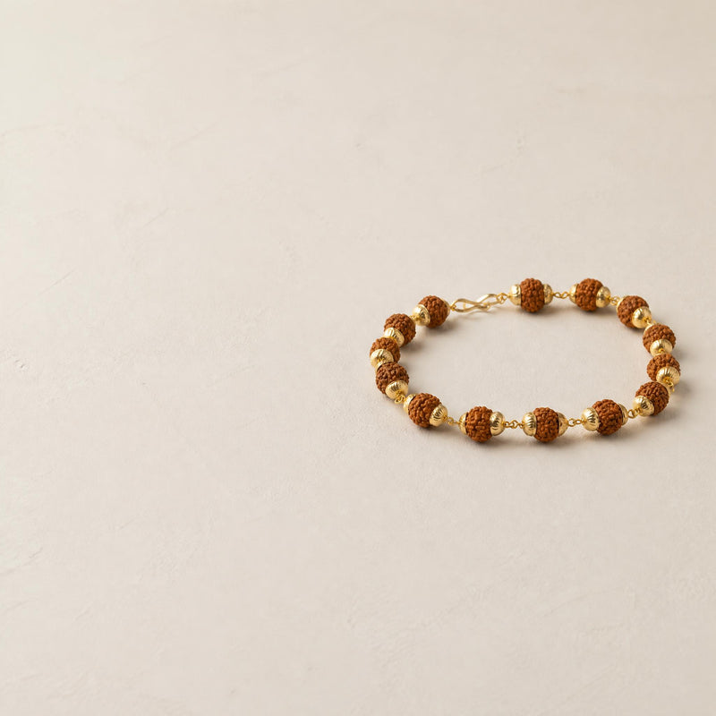 Gold Plated Rudraksha Bracelet for Men