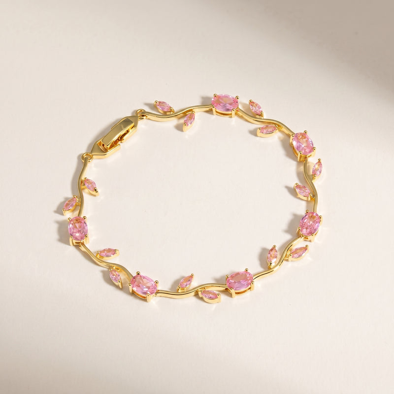 Pink Tulip Floral Vine Bracelet