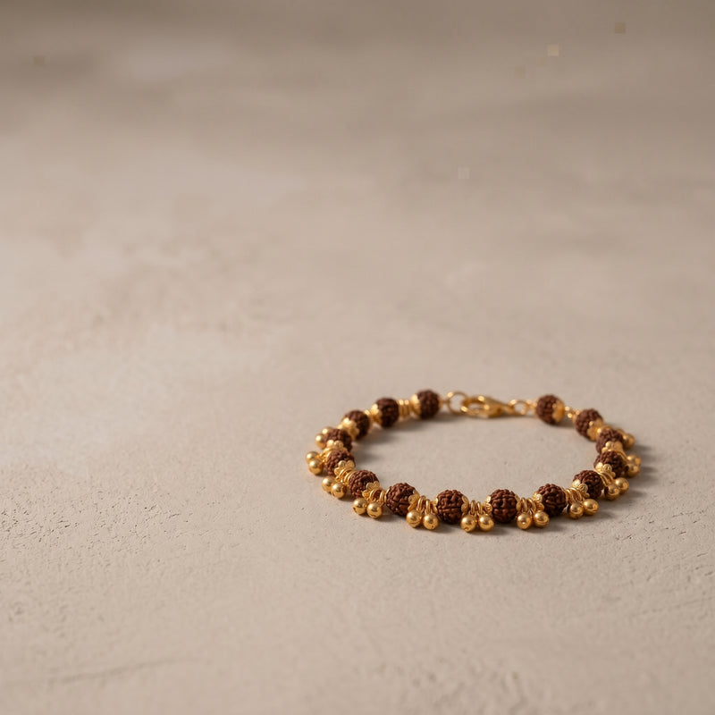 Gold Plated Elemental Rudraksha Bracelet for Women