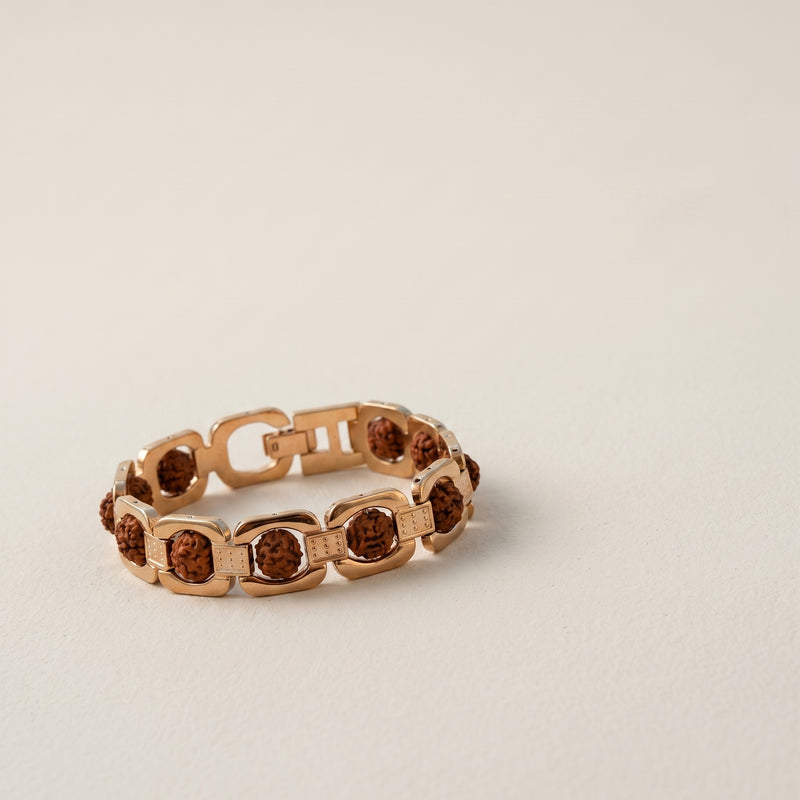 Gold Plated Essential Rudraksha Bracelet for Men