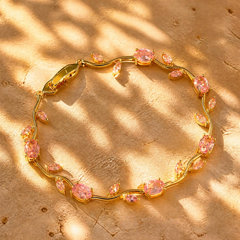 Pink Tulip Floral Vine Bracelet