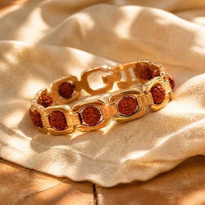 Gold Plated Essential Rudraksha Bracelet for Men