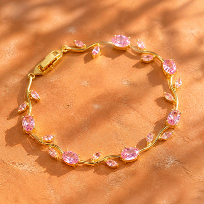 Pink Tulip Floral Vine Bracelet