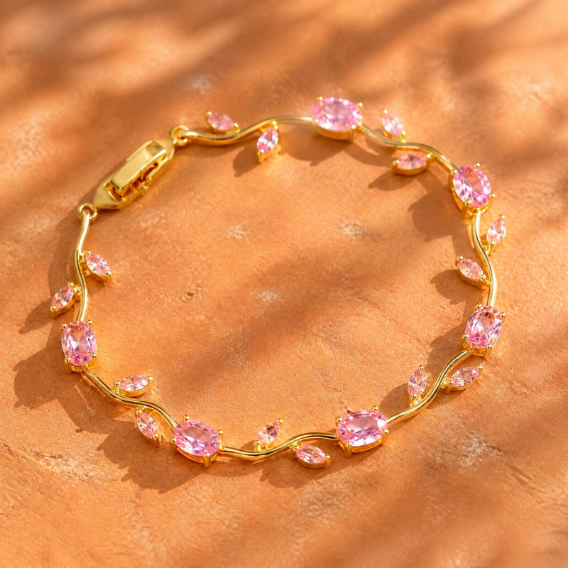 Pink Tulip Floral Vine Bracelet