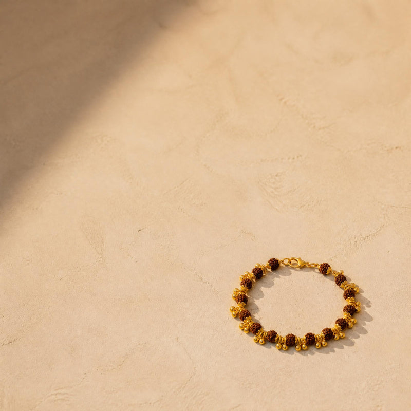 Gold Plated Elemental Rudraksha Bracelet for Women