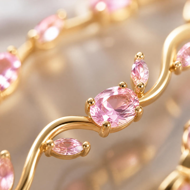 Pink Tulip Floral Vine Bracelet