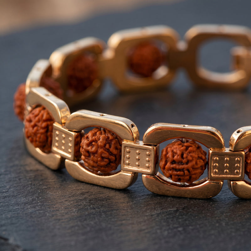 Gold Plated Essential Rudraksha Bracelet for Men