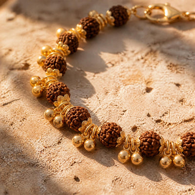 Gold Plated Elemental Rudraksha Bracelet for Women