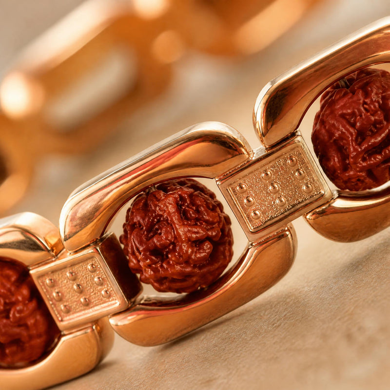 Gold Plated Essential Rudraksha Bracelet for Men