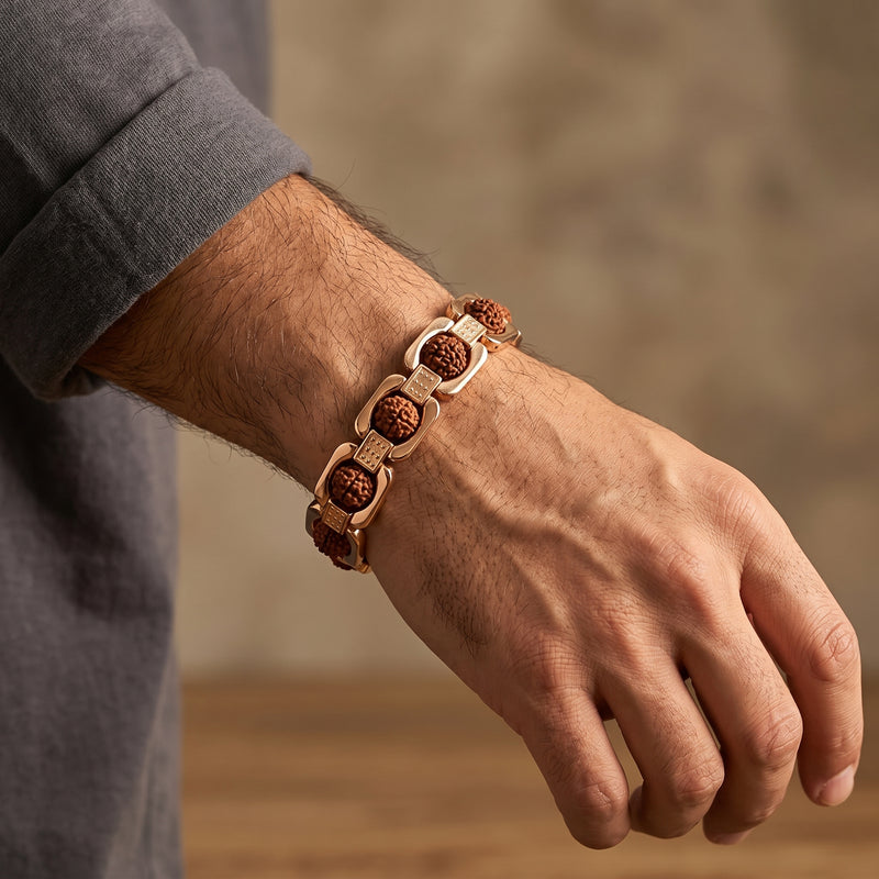Gold Plated Essential Rudraksha Bracelet for Men