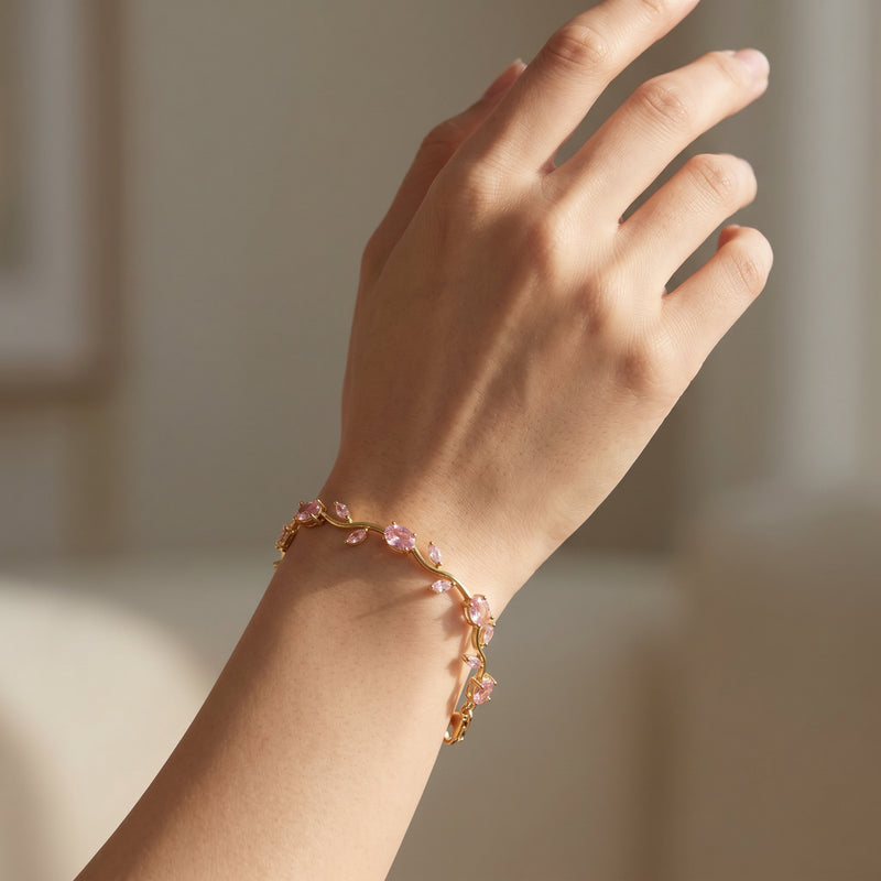 Pink Tulip Floral Vine Bracelet
