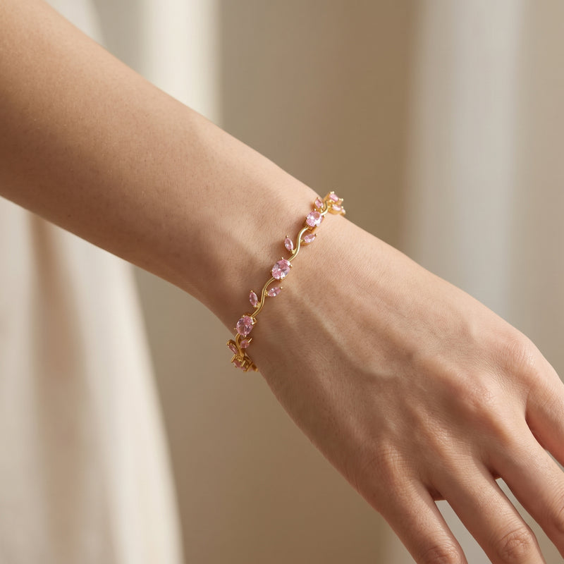 Pink Tulip Floral Vine Bracelet