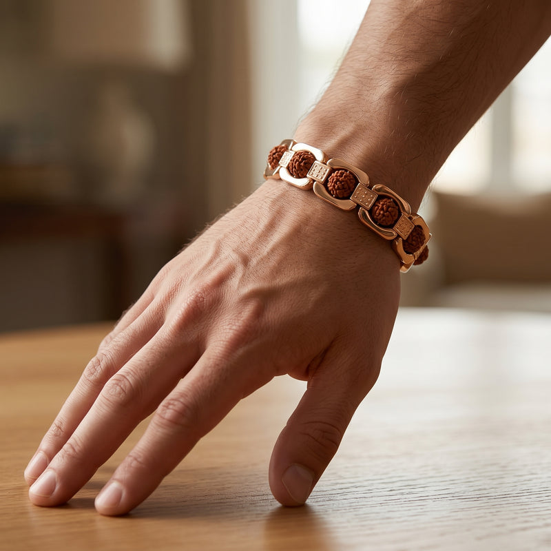 Gold Plated Essential Rudraksha Bracelet for Men
